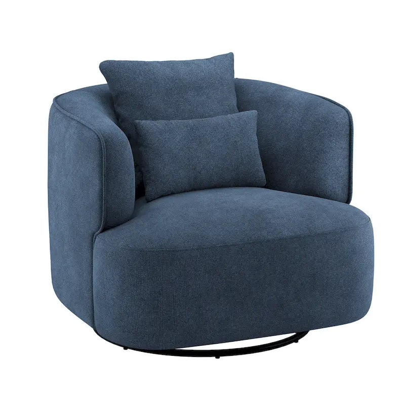 Swivel Accent Armchair Fabric Blend, Modern Upholstered Barrel Chair Living Room Sofa Chair