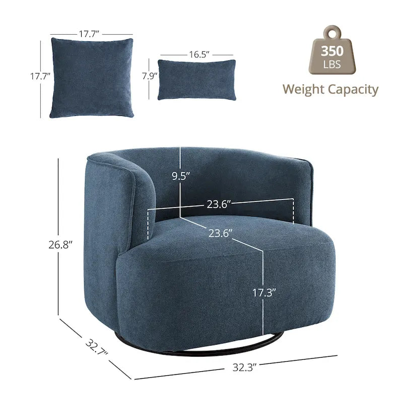 Swivel Accent Armchair Fabric Blend, Modern Upholstered Barrel Chair Living Room Sofa Chair