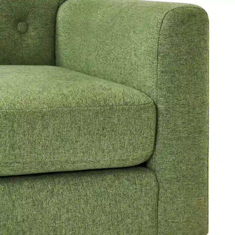 Modern Upholstered Accent Chair Linen Fabric Button Tufted Armchair with Solid Wood Frame - 28.5 W X 27.25 D X 33.75 H