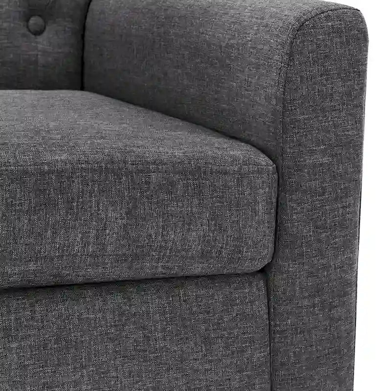 Modern Upholstered Accent Chair Linen Fabric Button Tufted Armchair with Solid Wood Frame - 28.5 W X 27.25 D X 33.75 H