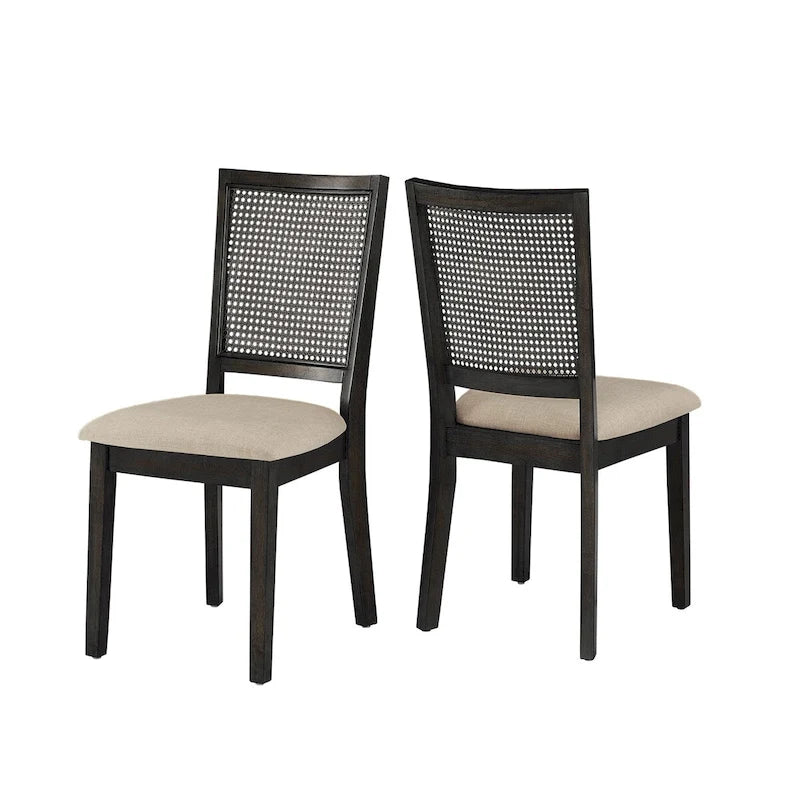 Beige Linen Rattan Dining Chairs (Set of 2) by Classic