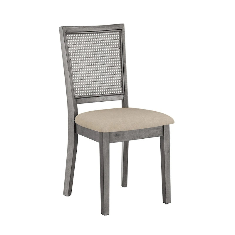 Beige Linen Rattan Dining Chairs (Set of 2) by Classic
