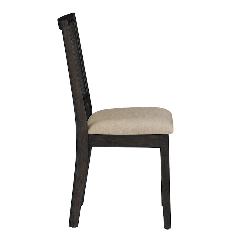 Beige Linen Rattan Dining Chairs (Set of 2) by Classic