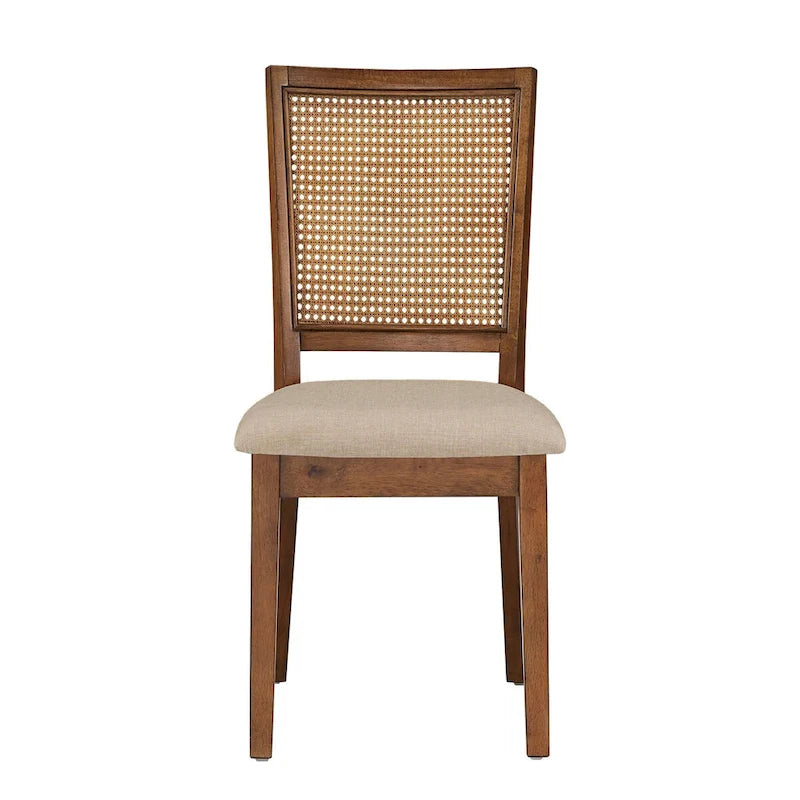 Beige Linen Rattan Dining Chairs (Set of 2) by Classic