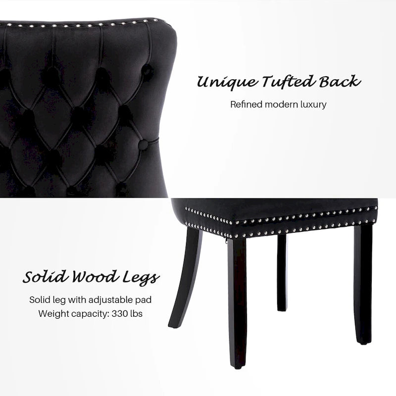 Velvet Upholstered Wingback Dining Chairs Set of 2