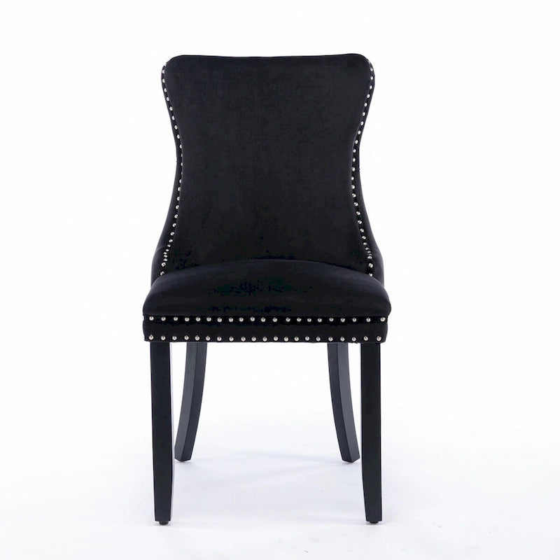 Velvet Upholstered Wingback Dining Chairs Set of 2