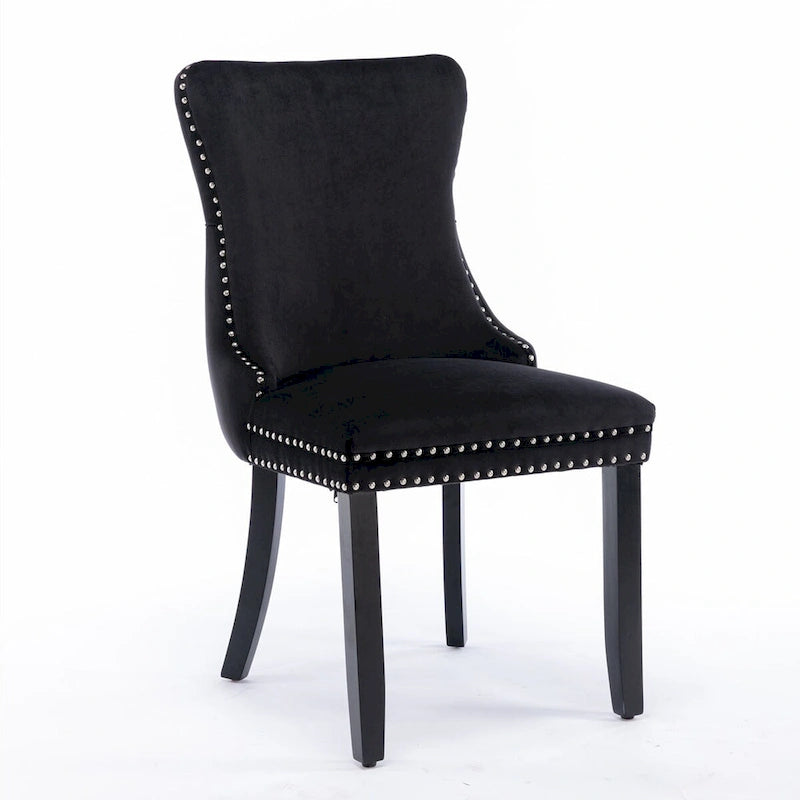 Velvet Upholstered Wingback Dining Chairs Set of 2