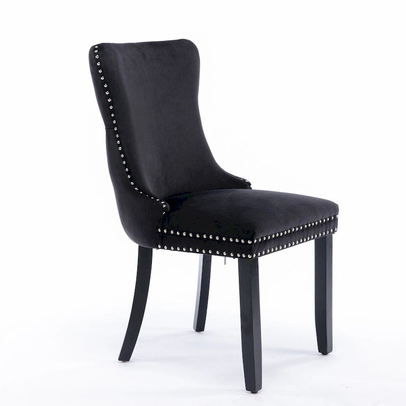 Velvet Upholstered Wingback Dining Chairs Set of 2