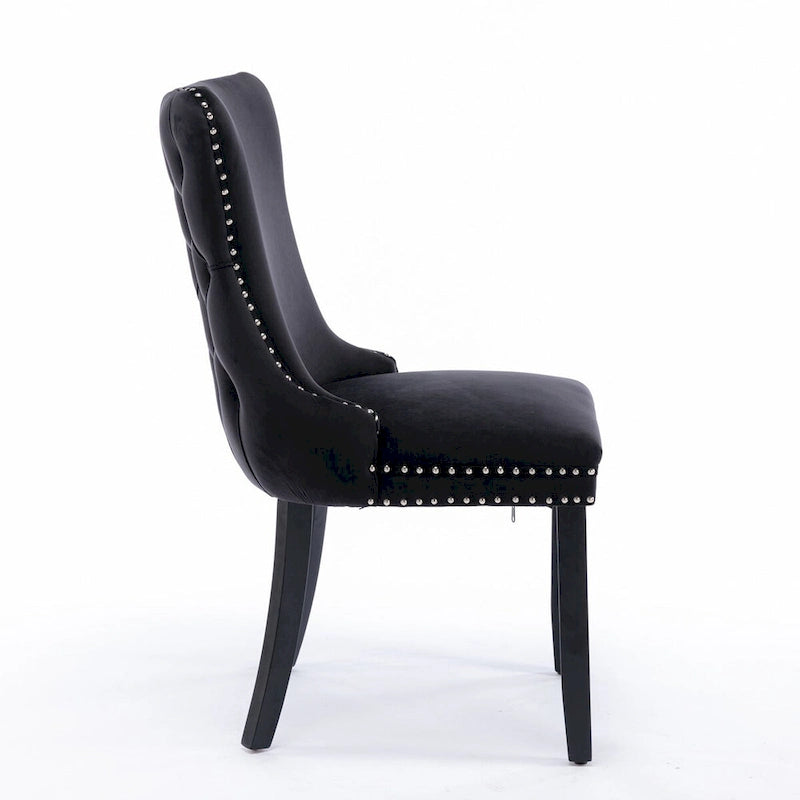 Velvet Upholstered Wingback Dining Chairs Set of 2