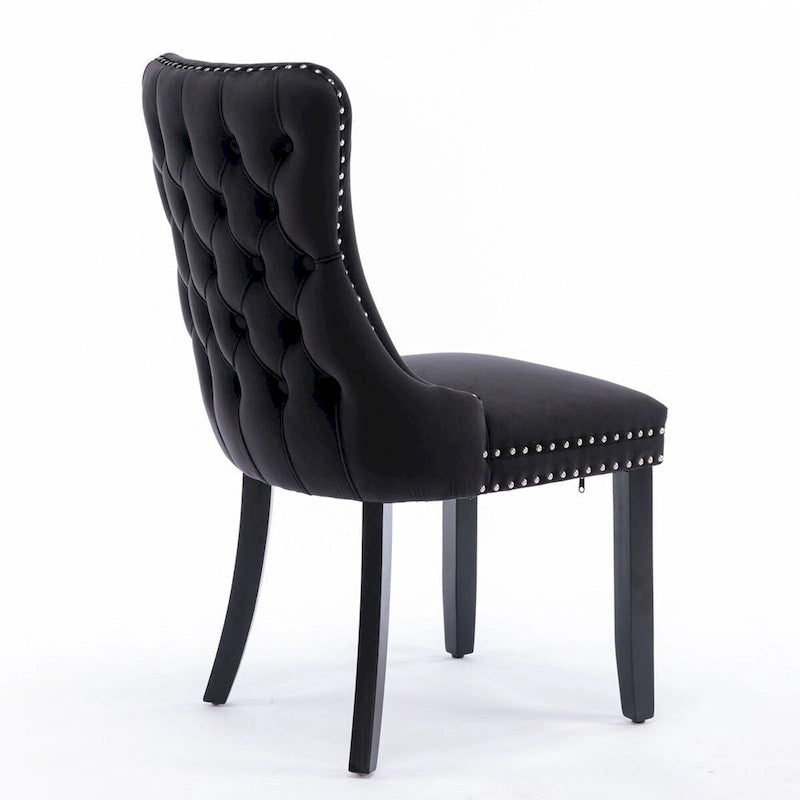 Velvet Upholstered Wingback Dining Chairs Set of 2