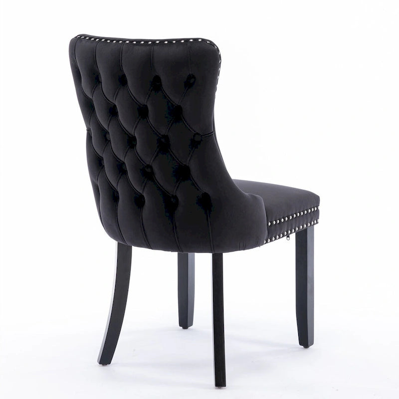 Velvet Upholstered Wingback Dining Chairs Set of 2