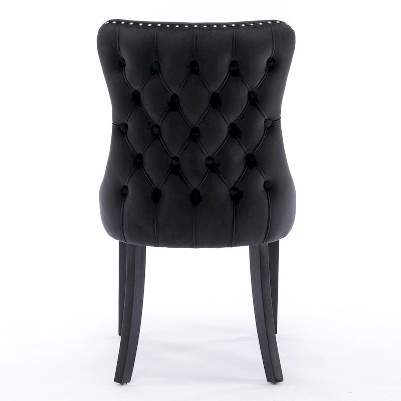 Velvet Upholstered Wingback Dining Chairs Set of 2