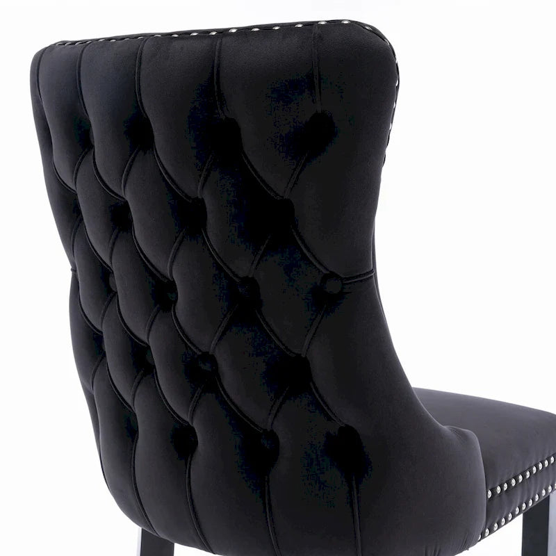 Velvet Upholstered Wingback Dining Chairs Set of 2