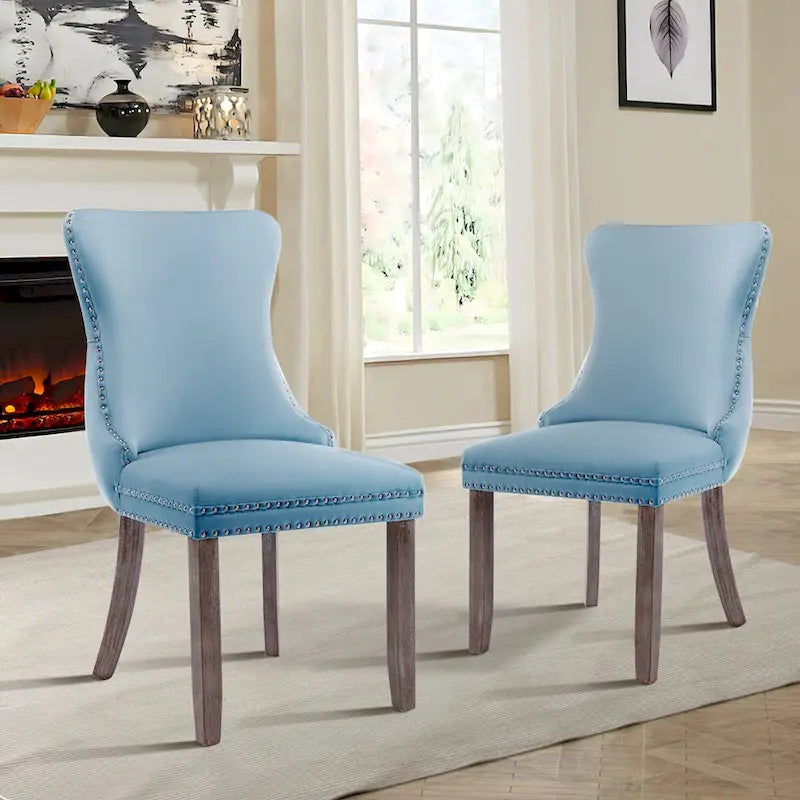 Velvet Upholstered Wingback Dining Chairs Set of 2