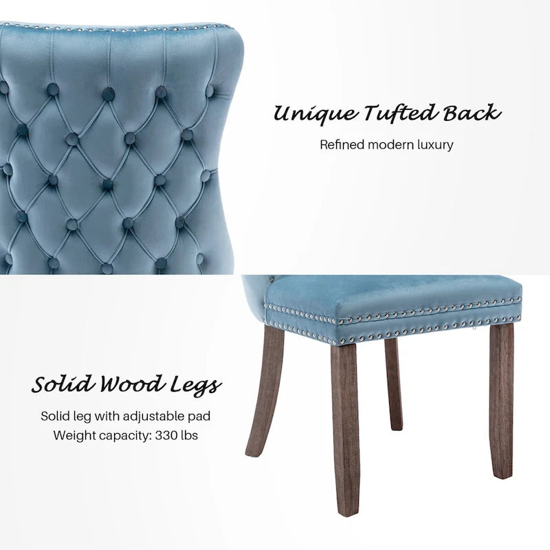 Velvet Upholstered Wingback Dining Chairs Set of 2