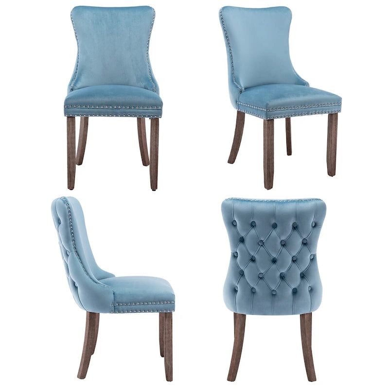 Velvet Upholstered Wingback Dining Chairs Set of 2