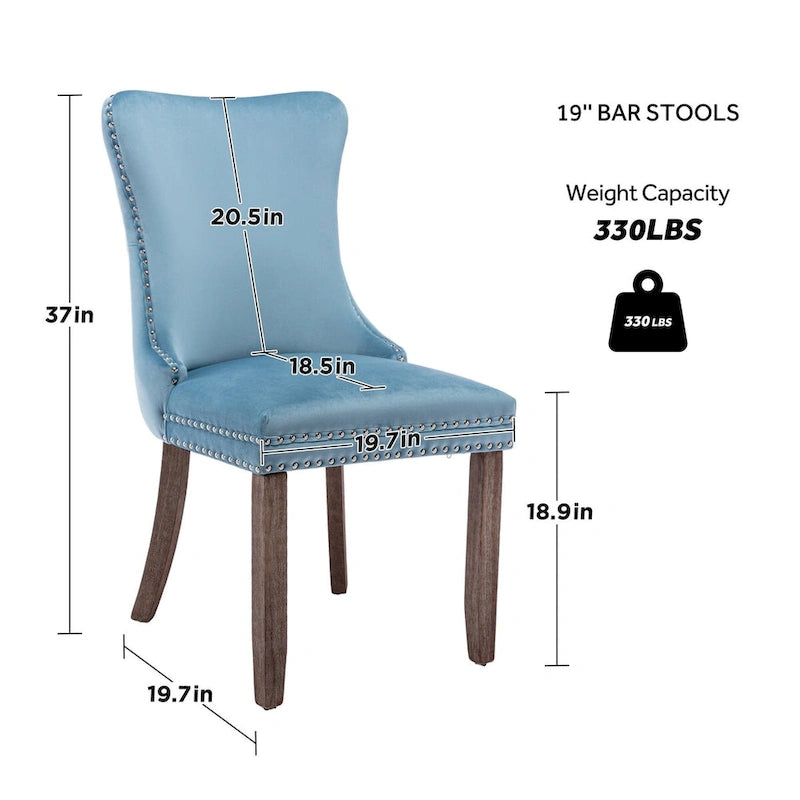 Velvet Upholstered Wingback Dining Chairs Set of 2