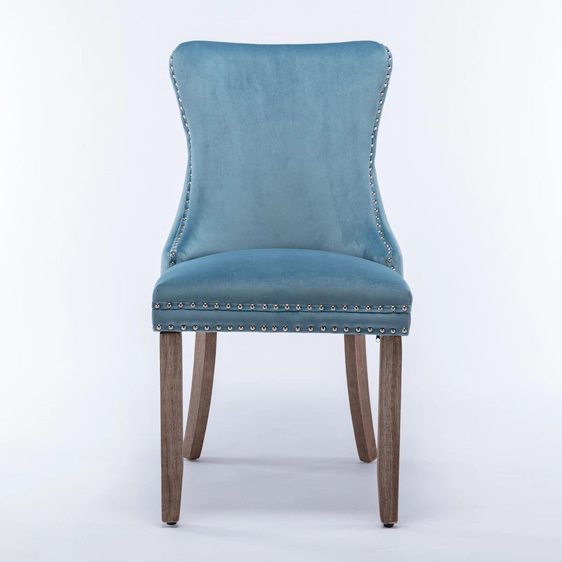 Velvet Upholstered Wingback Dining Chairs Set of 2