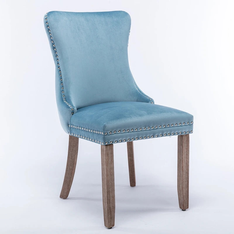 Velvet Upholstered Wingback Dining Chairs Set of 2