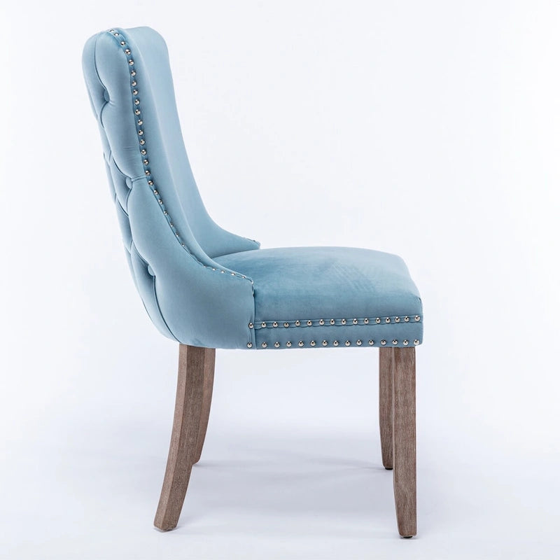 Velvet Upholstered Wingback Dining Chairs Set of 2