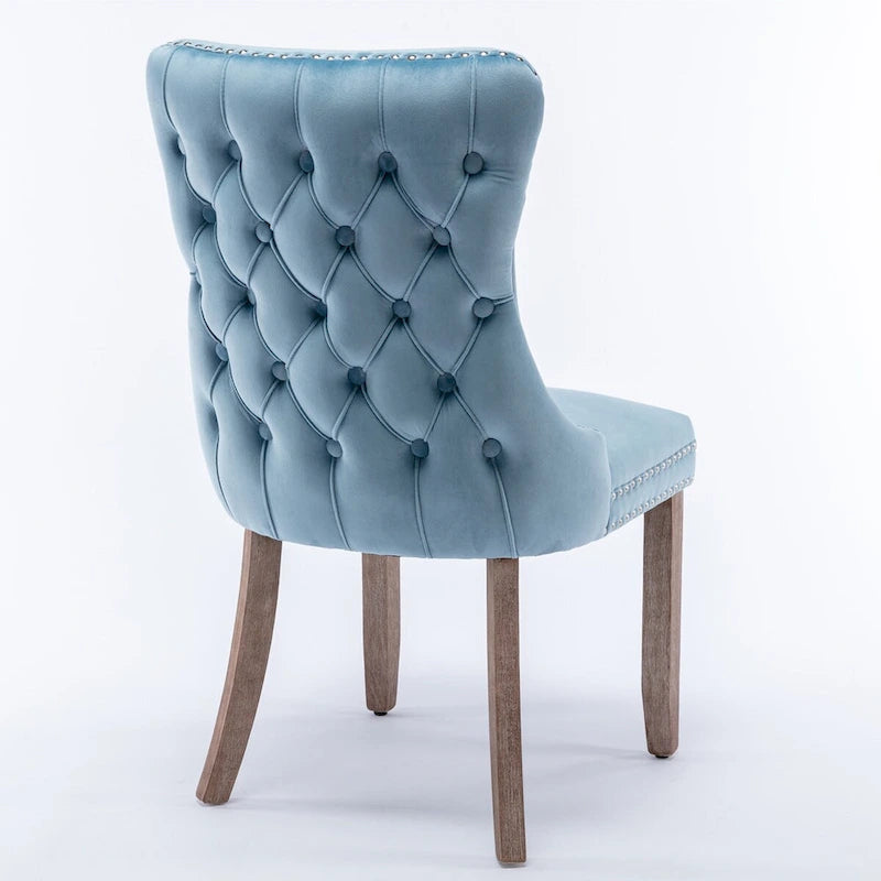 Velvet Upholstered Wingback Dining Chairs Set of 2