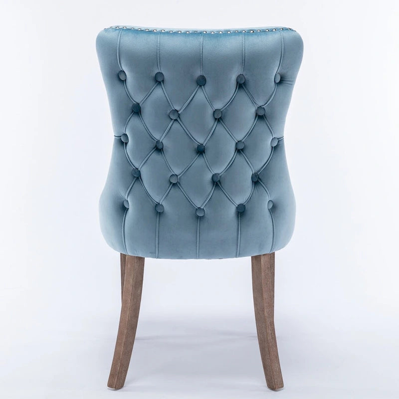 Velvet Upholstered Wingback Dining Chairs Set of 2