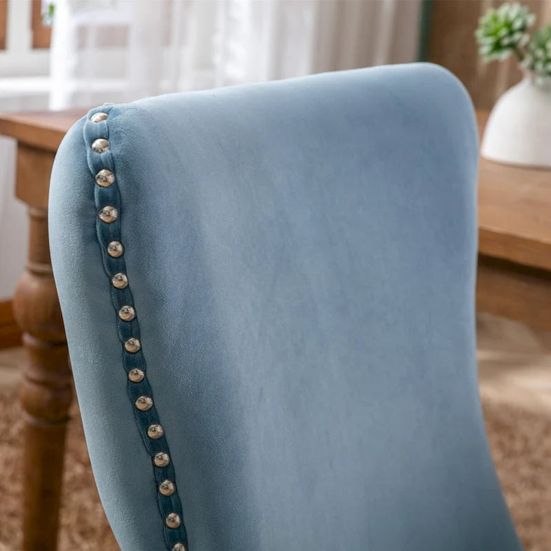 Velvet Upholstered Wingback Dining Chairs Set of 2