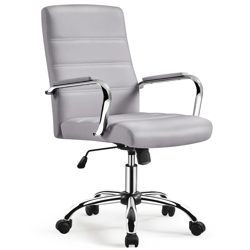 Adjustable Mid-Back Faux Leather Swivel Office Chair