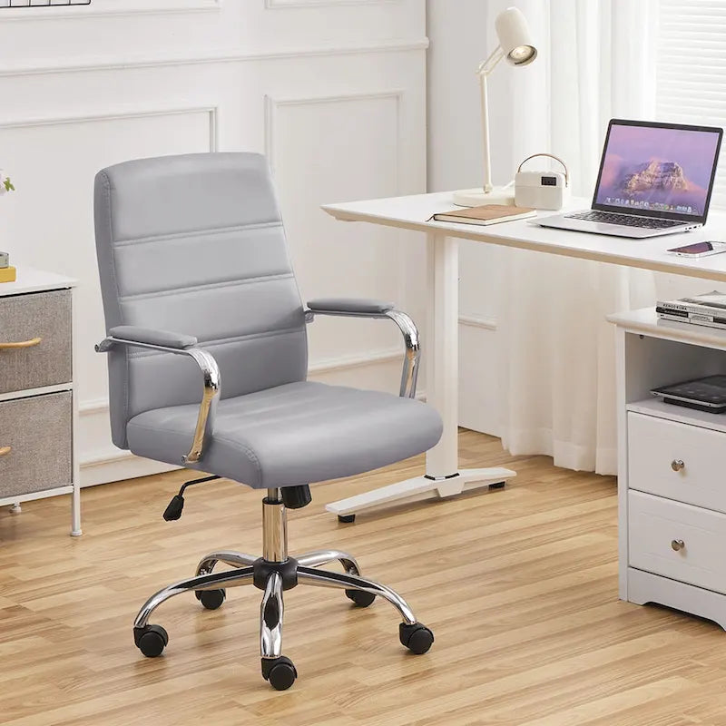 Adjustable Mid-Back Faux Leather Swivel Office Chair