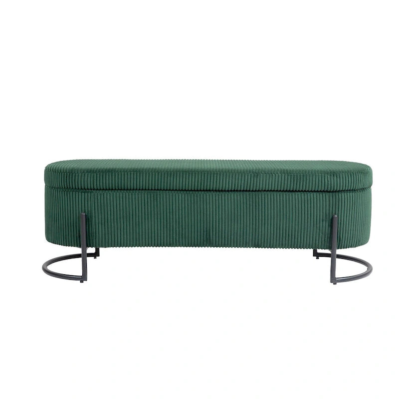 Woven storage Bench with safety hinges, End Bench for Living Room & Bedroom