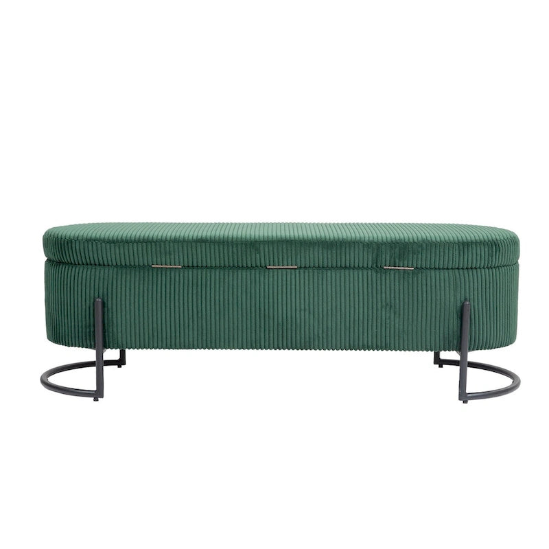 Woven storage Bench with safety hinges, End Bench for Living Room & Bedroom