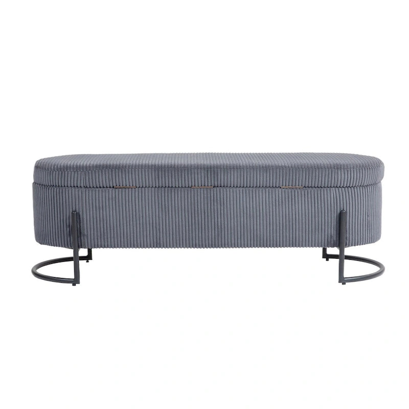 Woven storage Bench with safety hinges, End Bench for Living Room & Bedroom