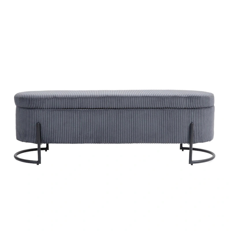 Woven storage Bench with safety hinges, End Bench for Living Room & Bedroom