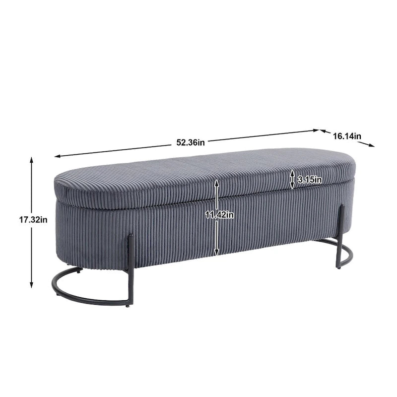 Woven storage Bench with safety hinges, End Bench for Living Room & Bedroom