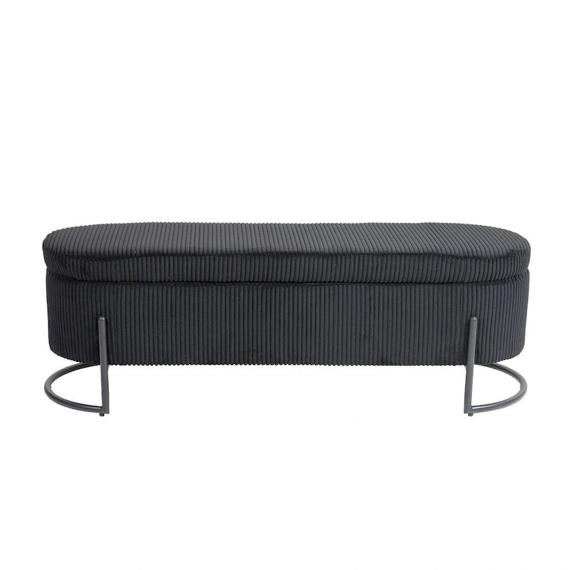 Woven storage Bench with safety hinges, End Bench for Living Room & Bedroom