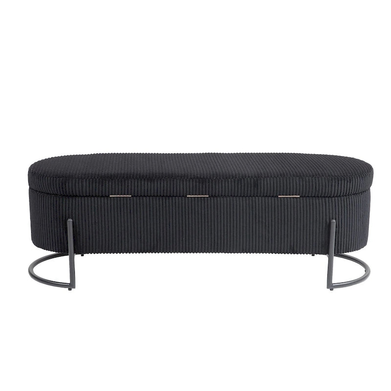Woven storage Bench with safety hinges, End Bench for Living Room & Bedroom