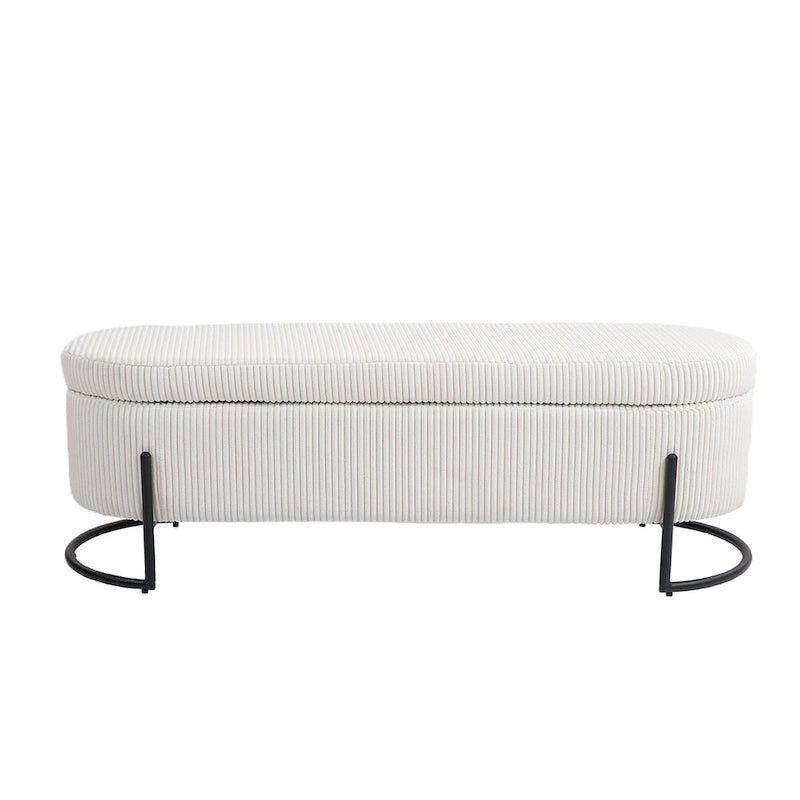 Woven storage Bench with safety hinges, End Bench for Living Room & Bedroom