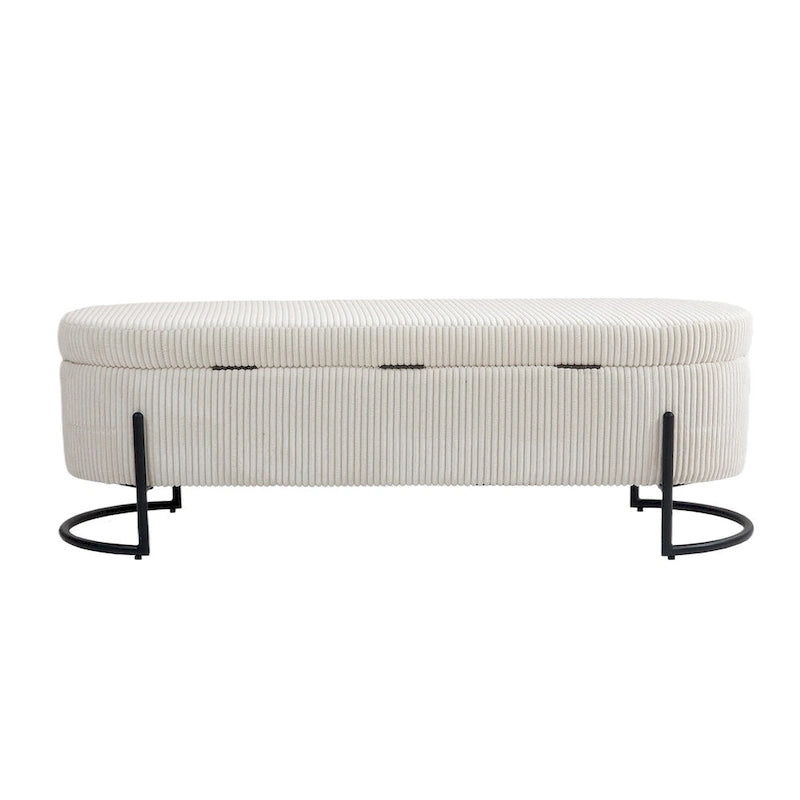 Woven storage Bench with safety hinges, End Bench for Living Room & Bedroom