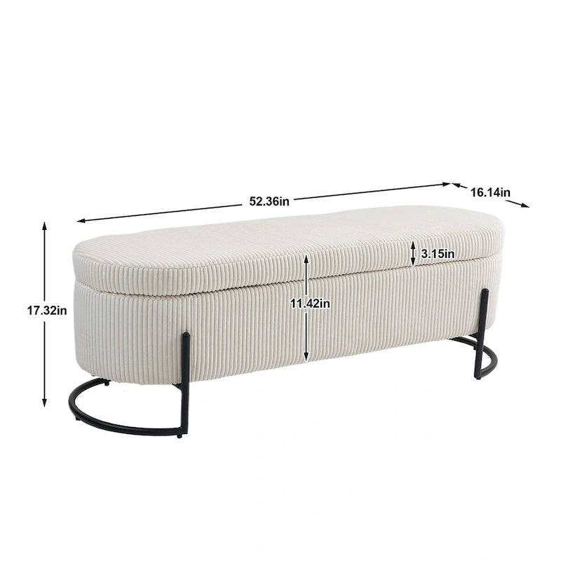 Woven storage Bench with safety hinges, End Bench for Living Room & Bedroom
