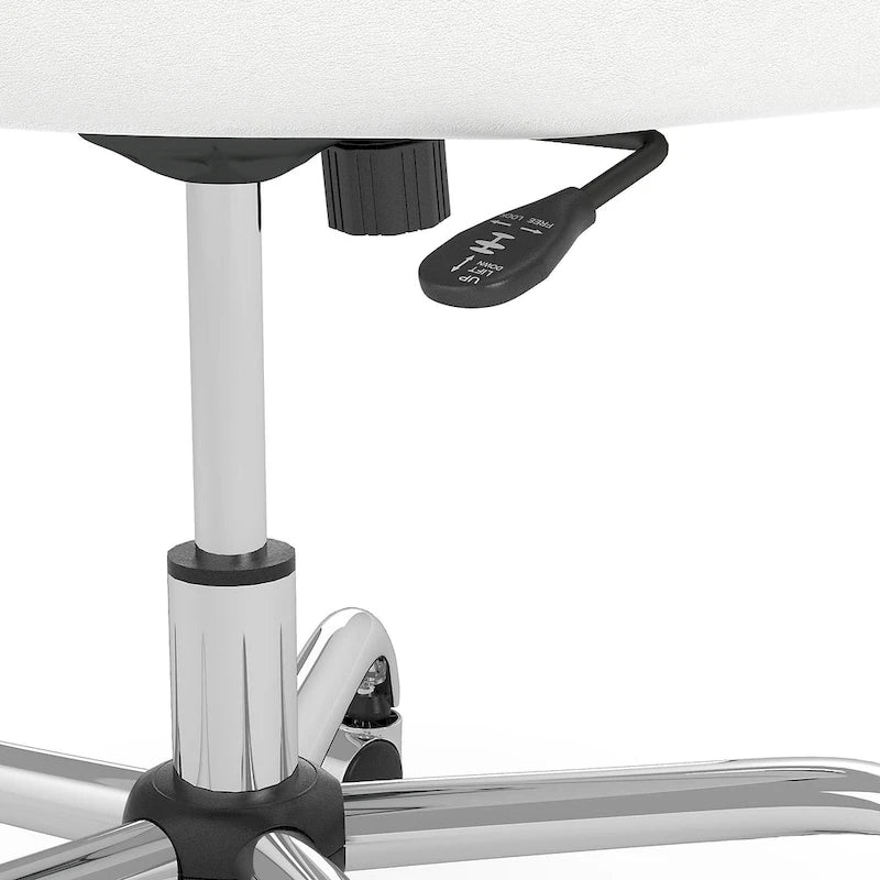 Mid Back Leather Box Chair in White - 24.41L x 24.80W x 34.45H